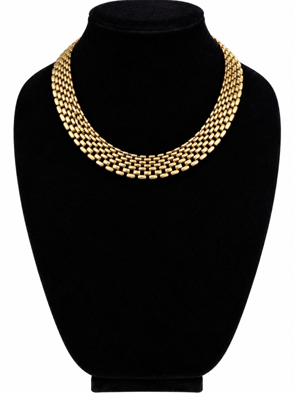 Vintage Gold Tone Multi-Row Woven Chain Necklace - Women Jewelry